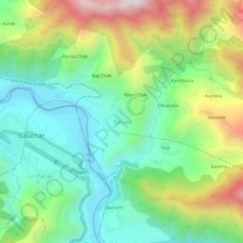 Ranau topographic map, elevation, terrain