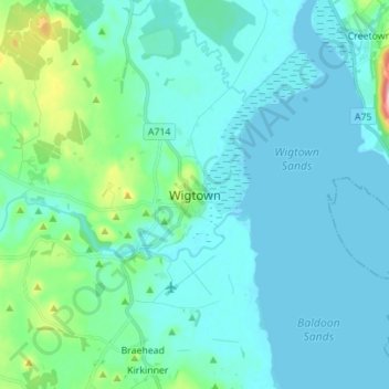 Wigtown topographic map, elevation, terrain