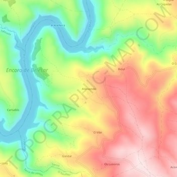 Aldosende topographic map, elevation, terrain