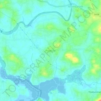 Pinarayi topographic map, elevation, terrain
