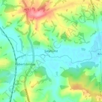 Salehurst topographic map, elevation, terrain