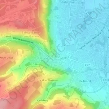 Château de Gaillon topographic map, elevation, terrain