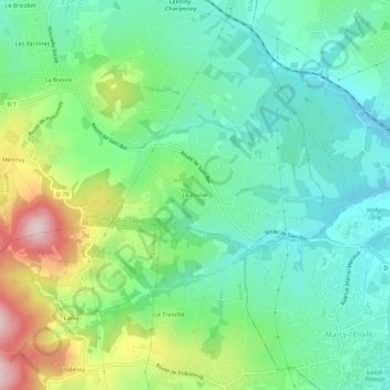 Le Poirier topographic map, elevation, terrain