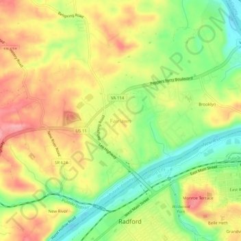 Fairlawn topographic map, elevation, terrain