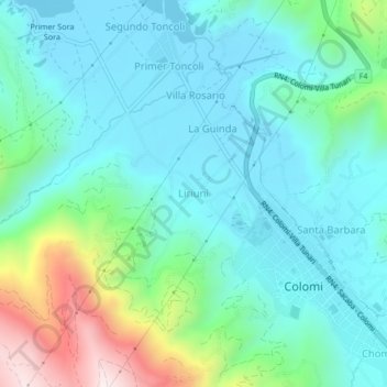 Liriuni topographic map, elevation, terrain