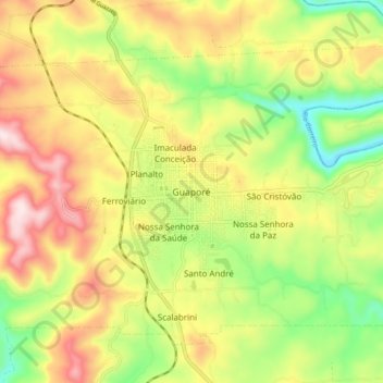 Guaporé topographic map, elevation, terrain
