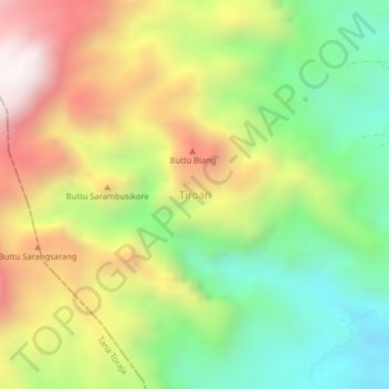 Tiroan topographic map, elevation, terrain