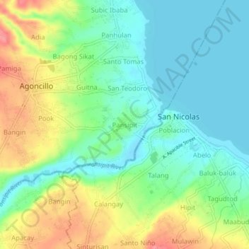 Pansipit topographic map, elevation, terrain