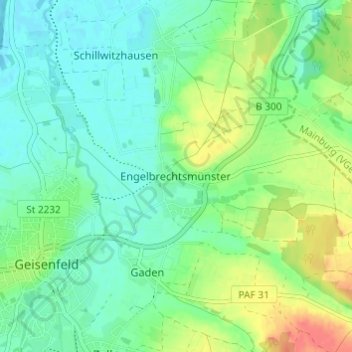 Engelbrechtsmünster topographic map, elevation, terrain