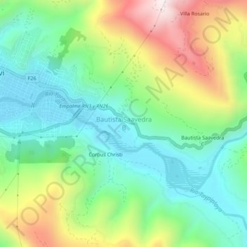 Bautista Saavedra B topographic map, elevation, terrain
