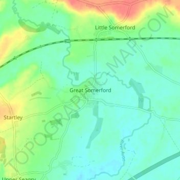Great Somerford topographic map, elevation, terrain