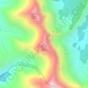 Mount Potts topographic map, elevation, terrain
