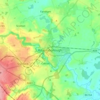 Knaresborough topographic map, elevation, terrain