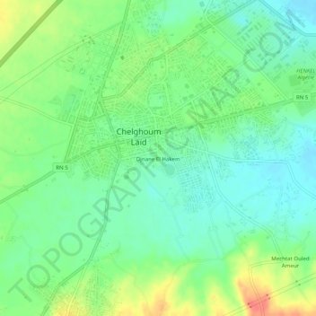 Djnane El Hakem topographic map, elevation, terrain