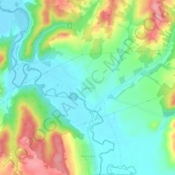 Çayönü topographic map, elevation, terrain