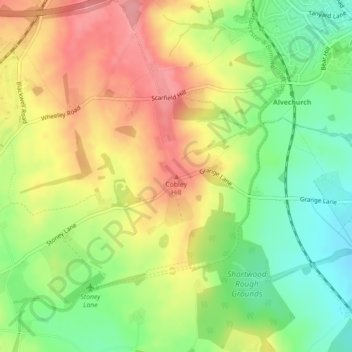 Cobley Hill topographic map, elevation, terrain