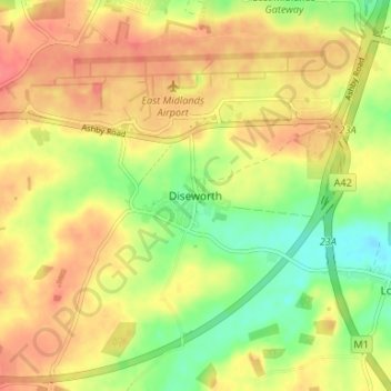 Diseworth topographic map, elevation, terrain