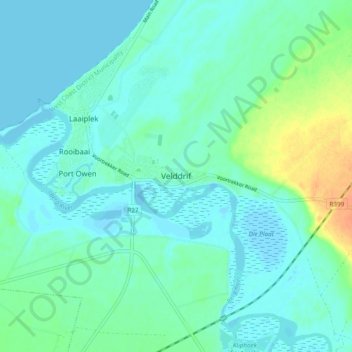 Velddrif topographic map, elevation, terrain