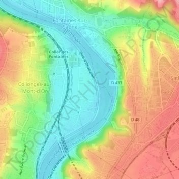 Island topographic map, elevation, terrain