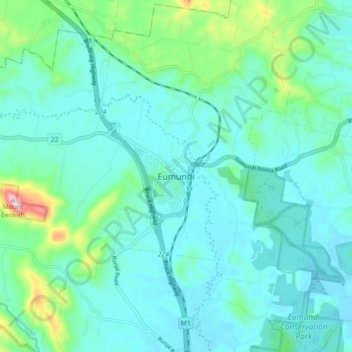 Eumundi topographic map, elevation, terrain