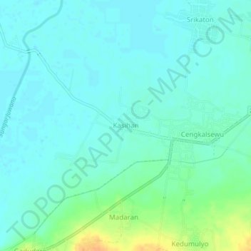 Kasihan topographic map, elevation, terrain
