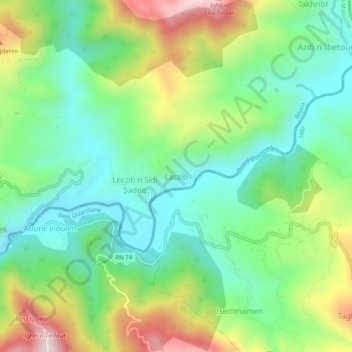 Azib Tazerout topographic map, elevation, terrain