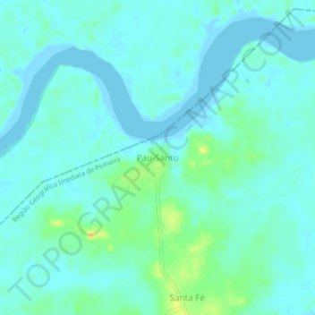 Pau-Santo topographic map, elevation, terrain