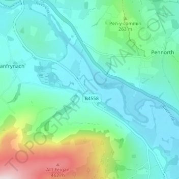 Pencelli topographic map, elevation, terrain