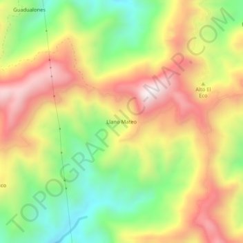 Llano Mateo topographic map, elevation, terrain