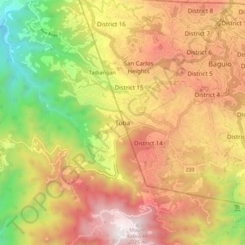 Tuba topographic map, elevation, terrain