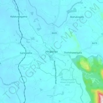 Hiripitiya topographic map, elevation, terrain
