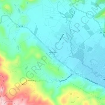 Woodleaf topographic map, elevation, terrain