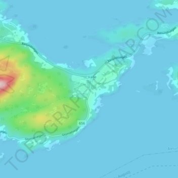 Valle topographic map, elevation, terrain