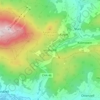 Höllhöhe topographic map, elevation, terrain