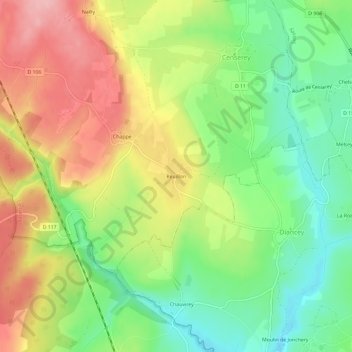 Reuillon topographic map, elevation, terrain