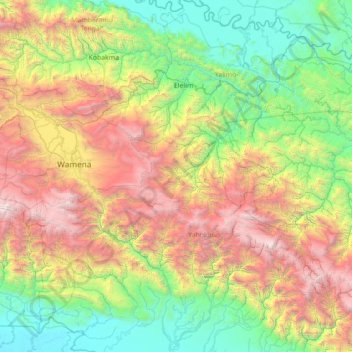 Distrik Panggema topographic map, elevation, terrain