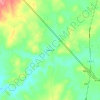 Bradford topographic map, elevation, terrain