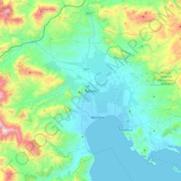 Argos topographic map, elevation, terrain