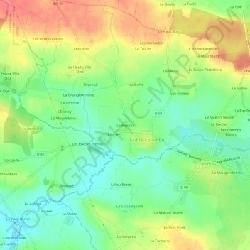 Le Bignon topographic map, elevation, terrain