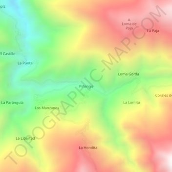 Piñango topographic map, elevation, terrain