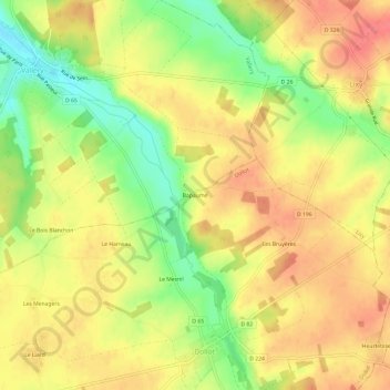 Bapaume topographic map, elevation, terrain