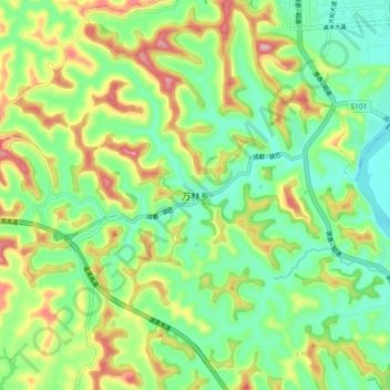 Wanlin topographic map, elevation, terrain