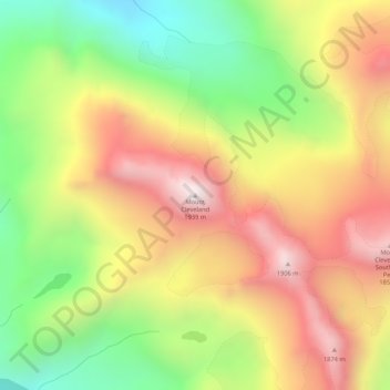 Mount Cleveland topographic map, elevation, terrain