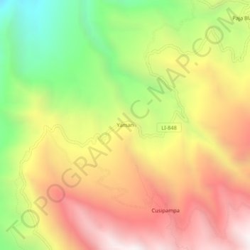 Yaman topographic map, elevation, terrain