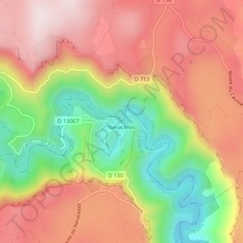 Cirque de Navacelles topographic map, elevation, terrain