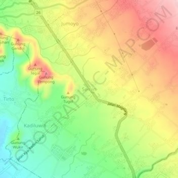 Semen topographic map, elevation, terrain