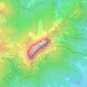 Mont Aiguille topographic map, elevation, terrain