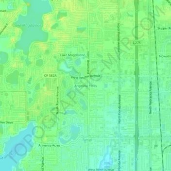 Angelina Pines topographic map, elevation, terrain