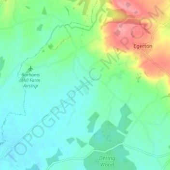Egerton Forstal topographic map, elevation, terrain