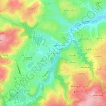 Le Puy Bernard topographic map, elevation, terrain